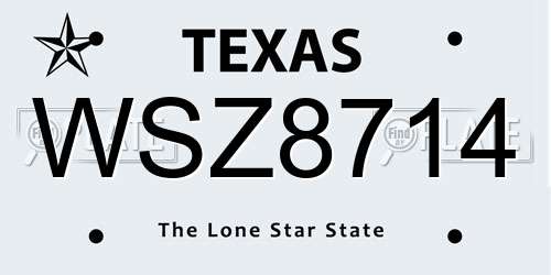 WSZ8714 Texas License Plate