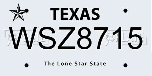 WSZ8715 Texas License Plate