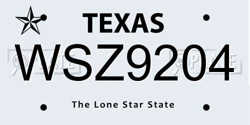 WSZ9204 Texas License Plate