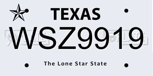 WSZ9919 Texas License Plate