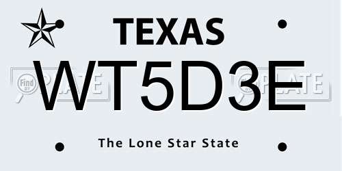 WT5D3E Texas License Plate