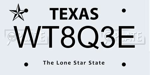 WT8Q3E Texas License Plate