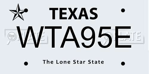 WTA95E Texas License Plate