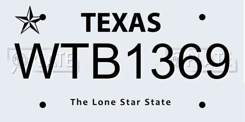 WTB1369 Texas License Plate