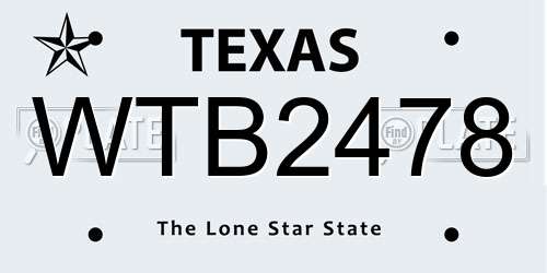 WTB2478 Texas License Plate
