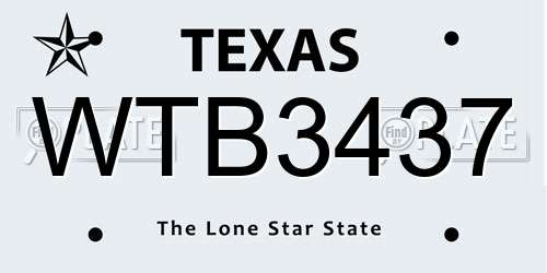 WTB3437 Texas License Plate