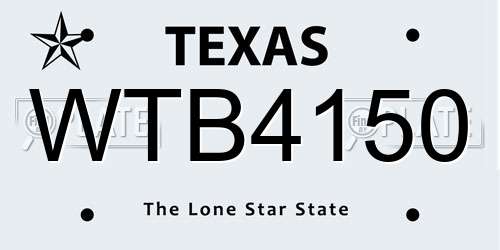 WTB4150 Texas License Plate