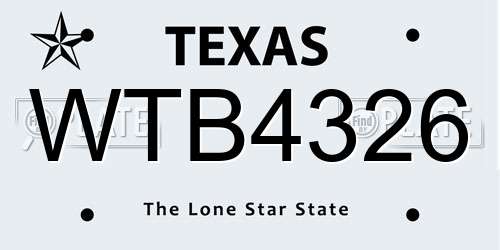 WTB4326 Texas License Plate