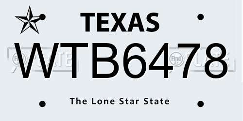 WTB6478 Texas License Plate