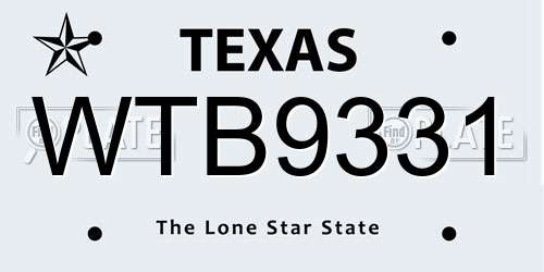WTB9331 Texas License Plate