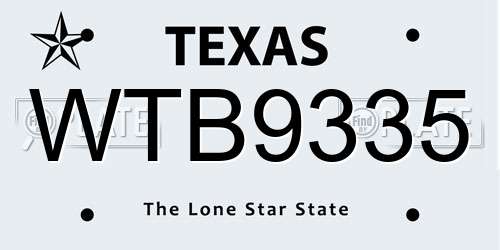 WTB9335 Texas License Plate