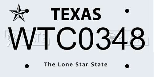 WTC0348 Texas License Plate