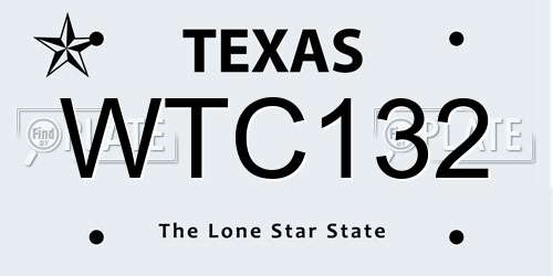 WTC132 Texas License Plate