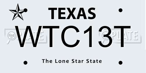 WTC13T Texas License Plate