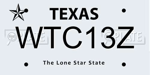 WTC13Z Texas License Plate