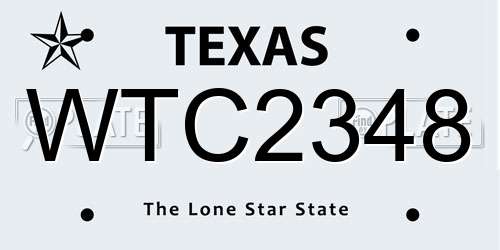WTC2348 Texas License Plate