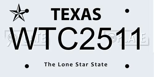 WTC2511 Texas License Plate