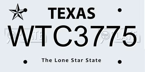 WTC3775 Texas License Plate