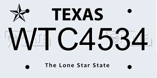 WTC4534 Texas License Plate