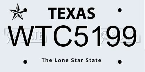 WTC5199 Texas License Plate