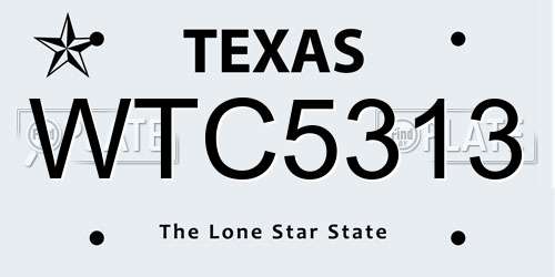WTC5313 Texas License Plate