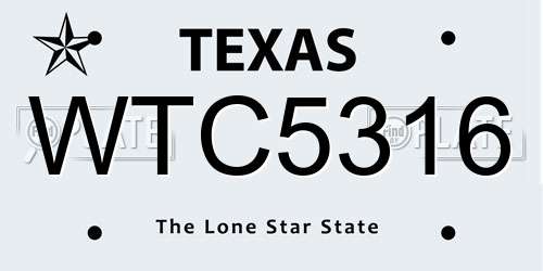 WTC5316 Texas License Plate