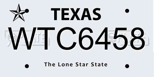 WTC6458 Texas License Plate