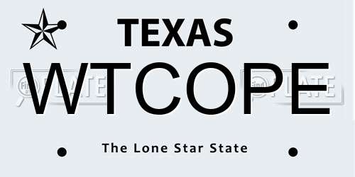 WTCOPE Texas License Plate