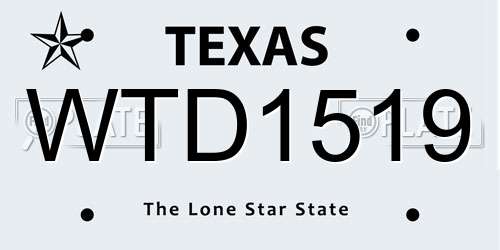 WTD1519 Texas License Plate