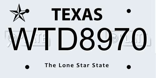 WTD8970 Texas License Plate
