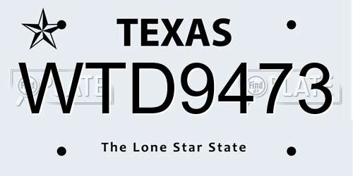WTD9473 Texas License Plate