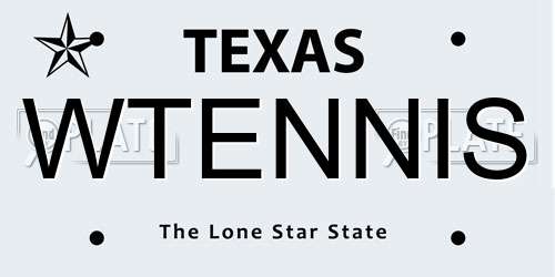 WTENNIS Texas License Plate
