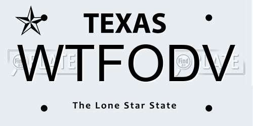 WTFODV Texas License Plate