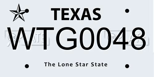 WTG0048 Texas License Plate