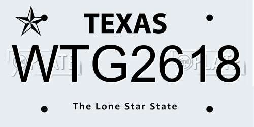 WTG2618 Texas License Plate