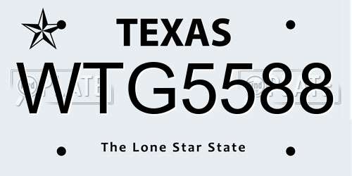 WTG5588 Texas License Plate