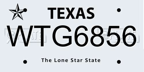 WTG6856 Texas License Plate