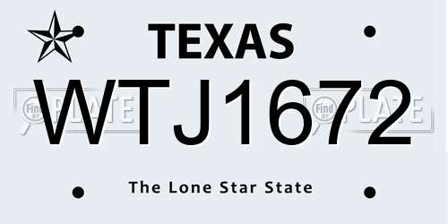 WTJ1672 Texas License Plate