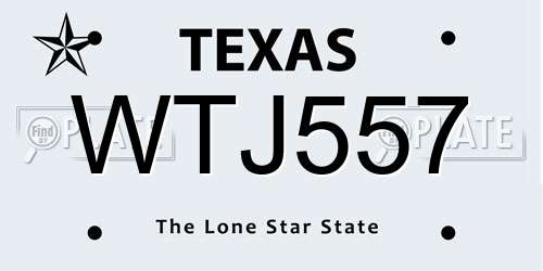 WTJ557 Texas License Plate