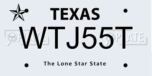 WTJ55T Texas License Plate