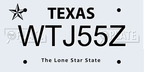 WTJ55Z Texas License Plate