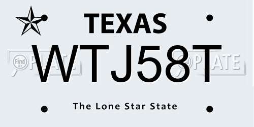WTJ58T Texas License Plate
