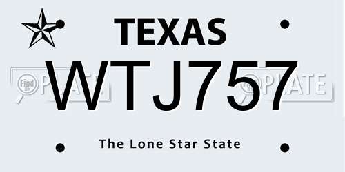 WTJ757 Texas License Plate