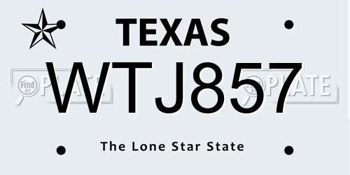 WTJ857 Texas License Plate