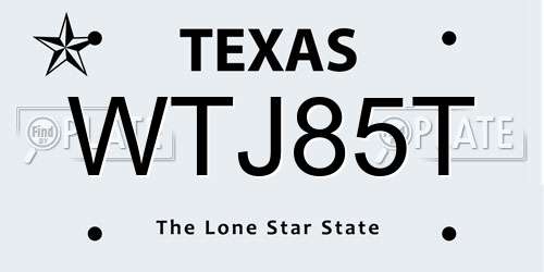 WTJ85T Texas License Plate