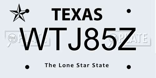 WTJ85Z Texas License Plate