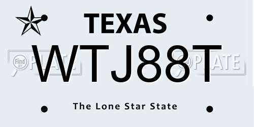 WTJ88T Texas License Plate