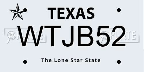WTJB52 Texas License Plate