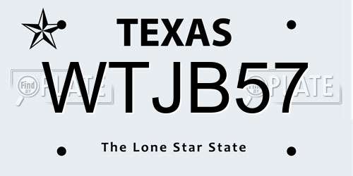 WTJB57 Texas License Plate