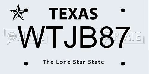 WTJB87 Texas License Plate